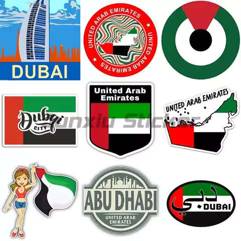 UAE Dubai National Flag Vinyl Car Stickers Decor Decals Truck Exterior Camper Car Motorcycle Bicycle