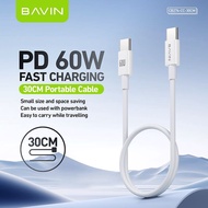BAVIN CB274 60W Fast Charger Portable 25/30CM Cable w/ Tin-Plated Copper Core for iPh / Type-C PD