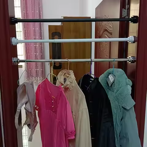 Extendable Telescopic Curtain Rod Rail Wardrobe Closet Clothes Towel Hanging Pole Bathroom Shower Cl