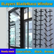 Traditional 8 Blade Naco Window Single / Double Louvres / Nako Tingkap /naco window/tingkap aluminiu