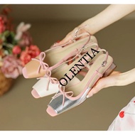 Women's Sandals 3cm heels pink ribbon IM 01