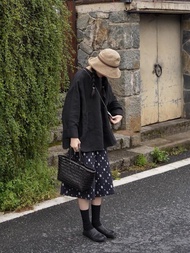 日系原創蕾絲鏤空 A 字闊腿短褲女寬松廓形七分褲