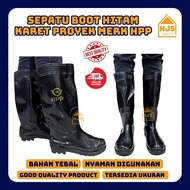 Sepatu boots hitam karet proyek / Sepatu Proyek / Sepatu Boot panjang Karet / Safety Boot HPP