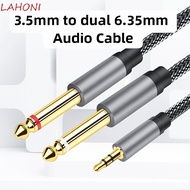 CURTES 3.5mm To 2 6.35mm Audio Cable, Dual Channel 2 in 1 3.5mm To 6.35mm Audio Splitter Cable, Y Sp