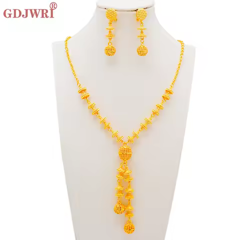Dubai Women Wedding Necklace Earrings Gold Color African Jwellery Bridesmaid Party Gift Bridal Dubai