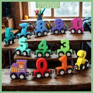 TODDLER Digital Puzzle Train Wooden Train Educational Toys Wheeled Train 1-10