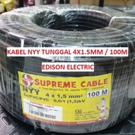 SUPREME Kabel NYY 4x1.5 Hitam Tunggal Per Meter / Roll 50M - 100M