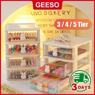 GEESO Mini Drawer Storage 5 Tier Desktop Storage Box Desk Organizer Drawer Transparent Office Bedroo