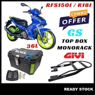 (Benelli RFS150i/R18i) GIVI Monorack Rear Rack+GS 36L Top Box Motor Kotak Motorcycle Accessories