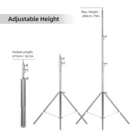 [LIS1] 2M/79in Adjustable Metal Tripod Light Stand with 1/4in Screw Stainless Steel 2 Sections 3kg/6