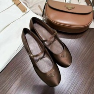Triangle Buckle Genuine Leather Soft-Soled Mary Jane Shoes Women's Flat Buckle Flat Shoes Ballet Sho