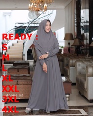 Mayra Set Syari Plus Hijab Gamis Syari Polos Wanita Jumbo Terbaru 2024 Lebaran Set Syari Modern Baju Pengajian Plus Kerudung