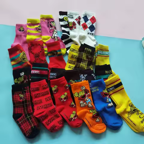 Japan & Korean Style Hysteric mini Children's Mid-Calf Socks 3-Pair Set Cartoon Print Unisex Baby Ki