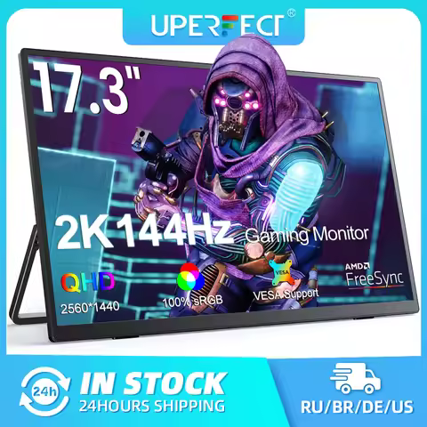 UPERFECT 2K 144Hz Portable Monitor 17.3" 400cd/m² 1440P IPS Screen For Gaming Travel Laptop Phone Ga