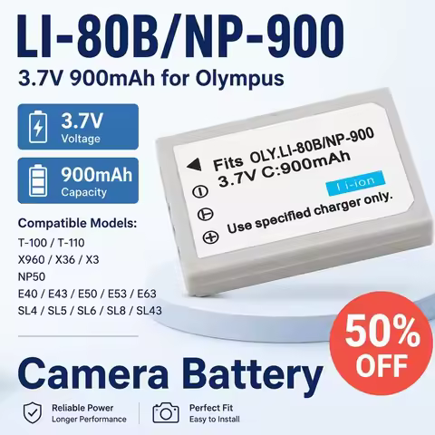 LI-80B/NP-900 Camera Battery 3.7V 900mAh for Olympus T-100 T-110 X960 X36 X3 NP50 E40 E43 E50 E53 E6