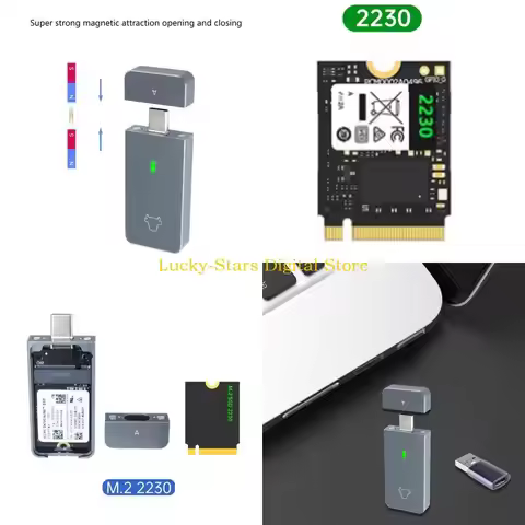 T3EE Aluminum Alloy NVMe 2230 SSD Case Box USB 3.1 to NVMe JMS583 Type-C SSD External Enclosure Mobi