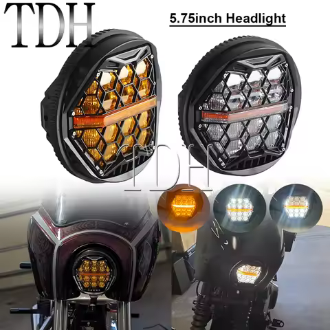 Plug & Play Hi/Low Beam DRL Headlight 5.75in LED Headlamps For Harley Dyna Street Bob Super Glide Ni