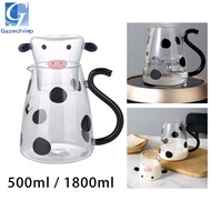 Gazechimp Cute Kettle ,Coffee Pot ,Transparent Jug ,Portable Cow Type Glass Jug ,Teapot ,for office 