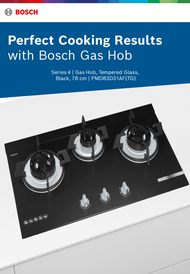 Bosch PMD83D31AF Built In Black Tempered Schott Glass Gas Hob 2 gas burners  78cm width, powerful 5 Kw wok burner , 2 kw center burner, electric ignition,suitable for Town Gas Gas only. 2 years local warranty