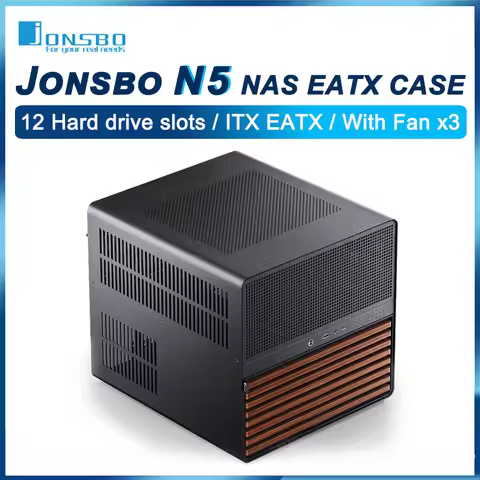 JONSBO N5 NAS EATX Case Support ITX/M-ATX/ATX/E-ATX Motherboards 12 Hard Disk Space With Fan 240 Wat
