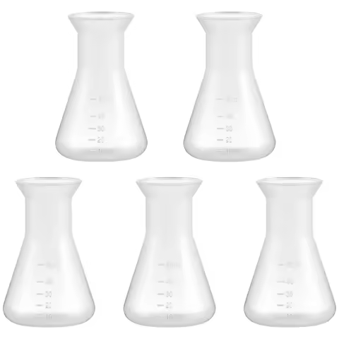 5 Pcs Erlenmeyer Flask Laboratory Conical Plastic Beakers Pp Measuring Cone Bottles