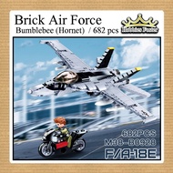 HBF Air MilitaryForce - DIY Toy Airplane Brik Jet Fighter FA18E BumbleBee Hornet Sluban - B0928