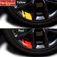 Hardingsun 6Pcs Car Sticker Reflective Car Wheel Rim Vinyl Warning Stickers Hash Mark Stripe Racing Wheel Hub Decals