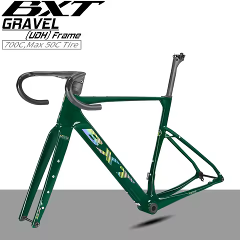 BXT 2026 700C Carbon Fiber Gravel Bike Frame model-055 Road/MTB Bicycle Frame Fork Fit Flat Mount Di