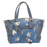 Coach 花朵單肩包，皮革和牛仔布 [二手]