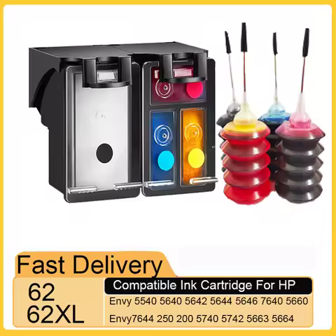 Einkshop Refillable 62 62XL Ink Cartridge for HP62XL for HP 5540 5640 7640 5646 5546 5541 5542 5543 