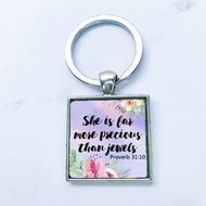 12 designs Bible verse metal base Keychain