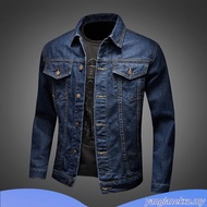 Ready Stock jaket lelaki motorcycle Jekat Spring and autumn blue vintage denim jacket men's casual v