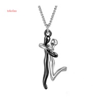 Pendant Anniversary Gift for Partner Couple Hug Pendant Necklace 3d Embracing Love Jewelry Valentine