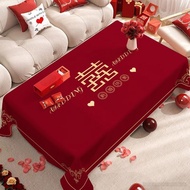 [新中式结婚喜庆] 红色婚礼桌布 餐桌茶几装饰 Wedding Red Tablecloth for Wedding Celebration Living Room Decoratio r1FevUb
