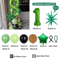 45pc 40inch green Number Pixel Miner Balloon Set Diamond Sword Aluminum Film Balloon Jungle Game Eve