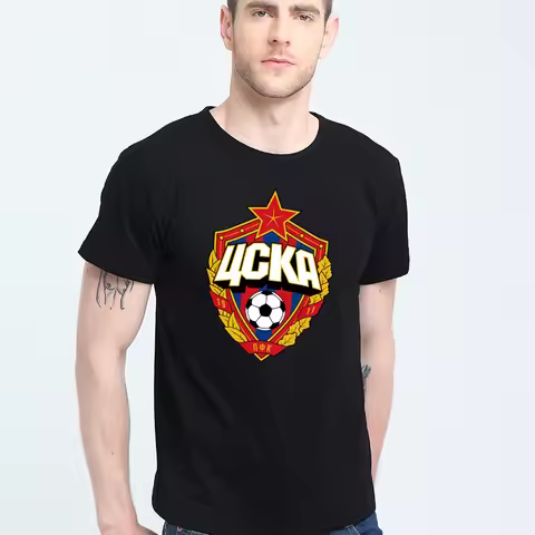 The central cska Moscow Russia LOGO T-shirt Top Lycra Cotton Men T shirt New Design High Quality Dig