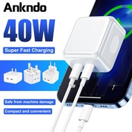 Ankndo 40W Dual USB C Super Fast Charger PD 2 Port Tpye C Quick Charger For Mobile phone Power Adapt