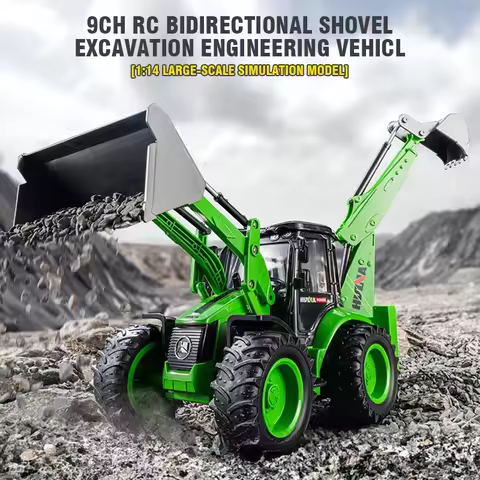 1579 RC Excavator 1:14 9CH Remote Control Backhoe Loader Truck Engineering Vehicle Construction Mode