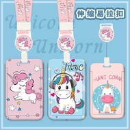 Wholesale Unicorn Rainbow Pony Cartoon Card Holder Waterproof Oil-Proof Exquisite Stationery Card Holder Retractable Card Holder Transparent Sensor Card Holder Bus MRT Card Holder Bank Credit Card Protective Case Identification Card Holder