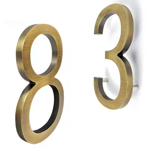 5in./127mm Floating House Numbers 0 to 9 Metal Door Number Address Signs Doorplates Outdoor Wall Mou