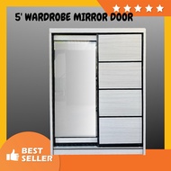 Offer 2024 5’W Sliding Wardrobe with Mirror Door / Almari Baju Sliding cermin Pintu