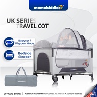 Mamakiddies UKS Portable Infant Baby Cot Playpen Travel Bed With Side Slide Door and Mosquito Net (EN Certified)