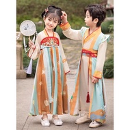 Hanfu, men's and women's books, children's ancient costumes, spring 2023, c汉服男女书童古装2023春儿童三字经国学服演出服古