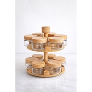 HAJO Rotating Spice Rotating Spice Rack/ Glass Bottle/ Spice Bottle/
