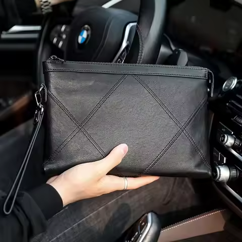SENOFAN Brand Hand Bag Men Genuine Leather Soft Sheepskin Clutches For Men Envelope Bag High Quality
