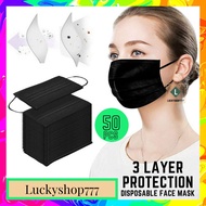 ln stockCOD۞▩✼3ply Black Face Mask 50pcs ply Disposable Surgical Face Mask Makapal FDA Approved Heng