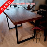 DT37-34 原始風 美式西部實木枱 書枱/寫字枱/辦公桌/餐枱/飯枱 都夠晒型 (松木) Solid Pine Wood + Metal Frame Long Table 實木+鐵藝 板厚 5cm