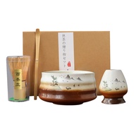 Premium Matcha Whisk Set ชุดชงชาเซรามิค อุปกรณ์ชงมัทฉะ อุปกรณ์ชงชาเขียว แปรงชงชาไม้ไผ่ ของขวัญ แปรงช