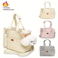 Portable Canvas Dog Carrier Bag - Breathable, Large Capacity Pet Tote with Shoulder Strap for Small 