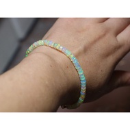 Fire Opal Stone Bracelet Ethiopian Beaded Natural Faceted Roundel